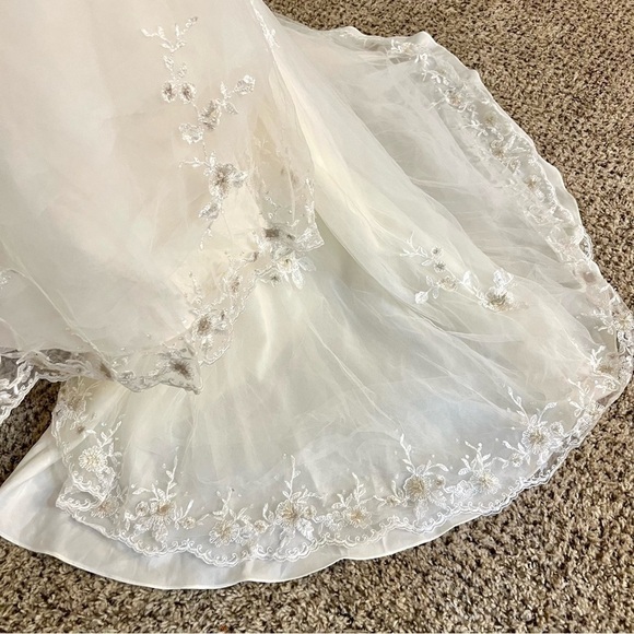 Light Champagne Mermaid Wedding Dress Lace sequin embroidered Fishtail size XS - Picture 5 of 12
